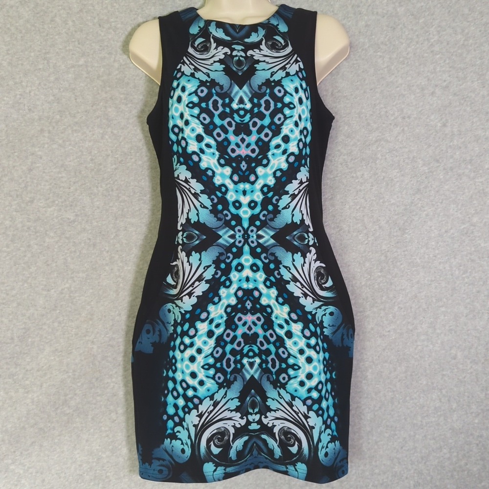 Lipsy London Dress US 10 Blue Black‎ Sleeveless Bodycon Party Cocktail Sliming
